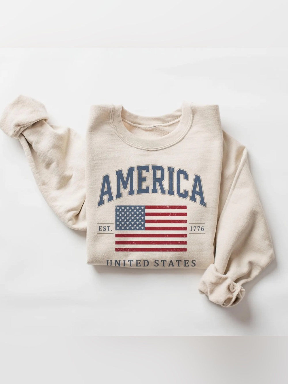 Sand 'America' Short Sleeve Tee with Flag Graphic